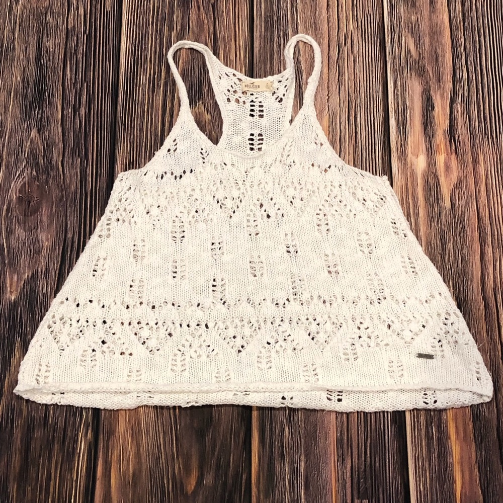 Hollister crochet knitter white top - size small